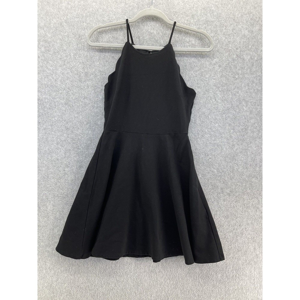 Bags To Wishes Women's Dress Fit & Flare Skater Solid Black Scalloped Hem Medium